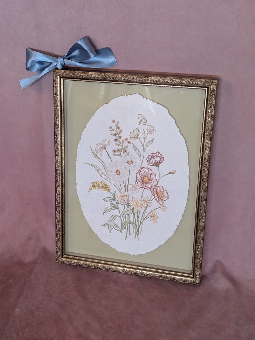 Vintage Floral Botanical Wall Art in Ornate Gold Frame | 12" x 16"